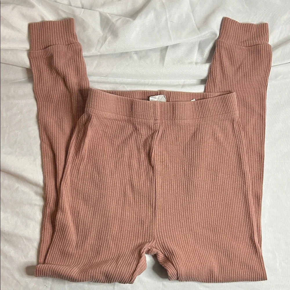 Petit Lem Little Girls Ribbed Set in Dusty Rose - Picture 3 of 5